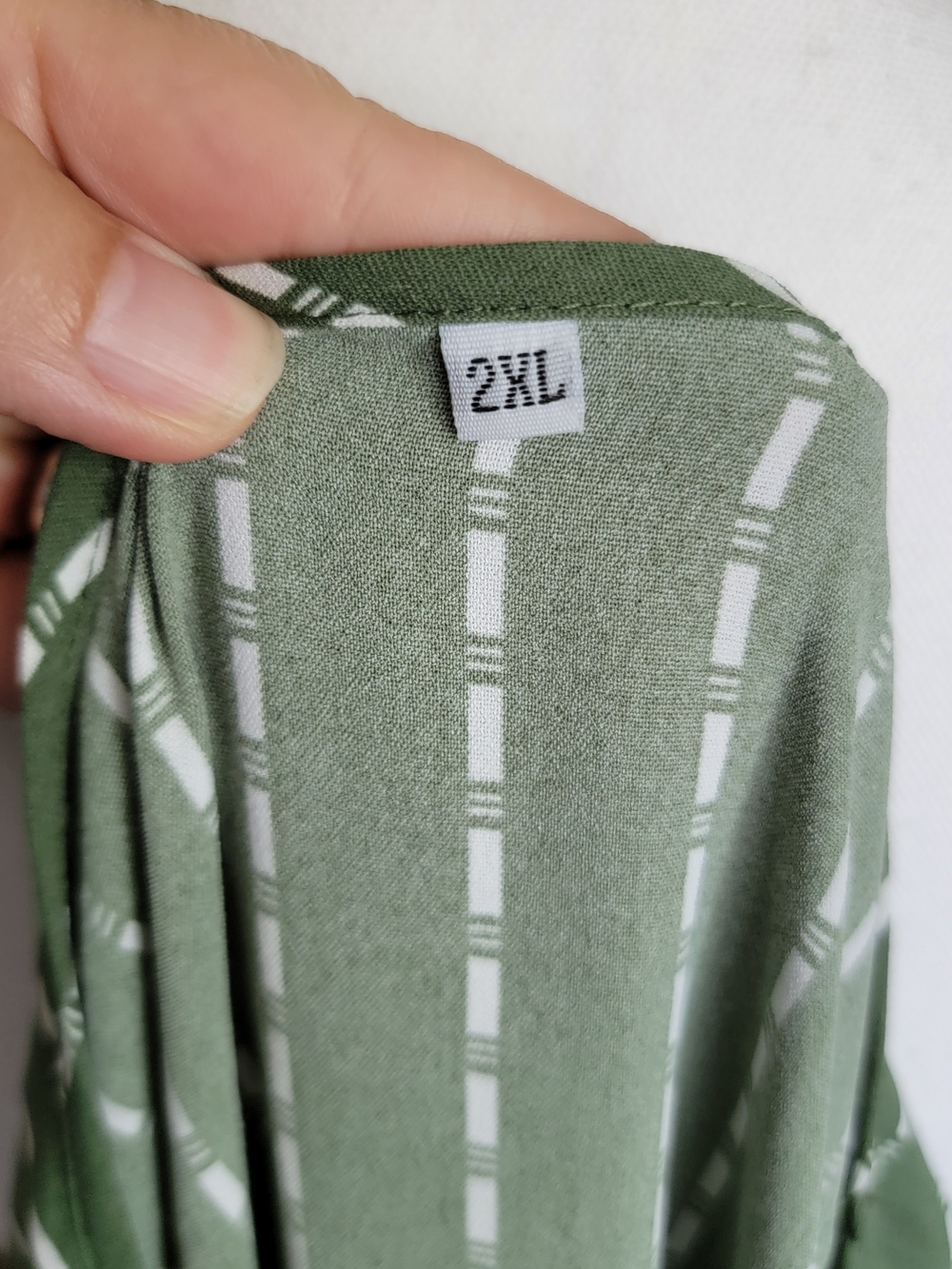 Women's Green Striped V-Neck Midi Dress - Picture 10 of 11